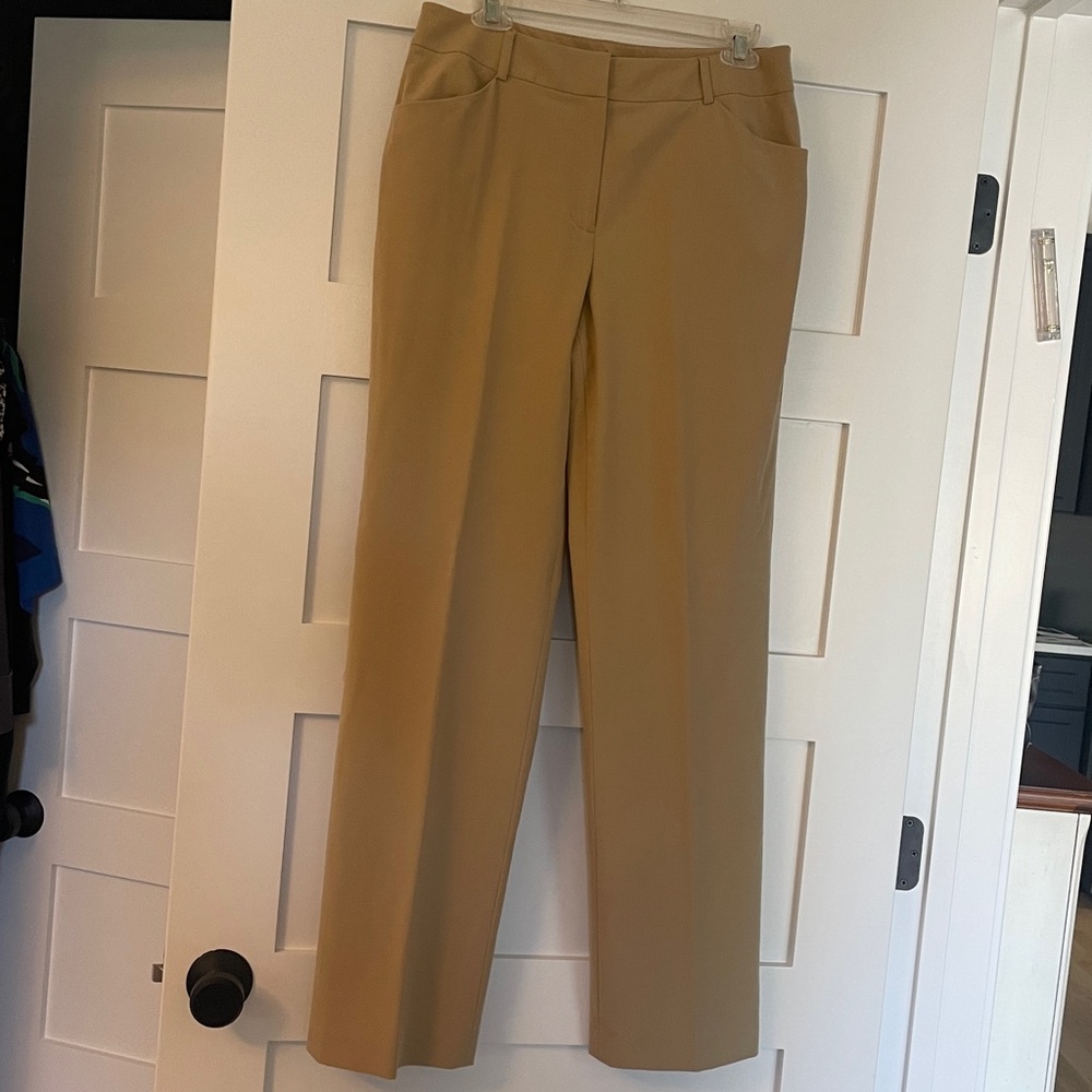 Elegant Beige Women's Straight Leg Pants